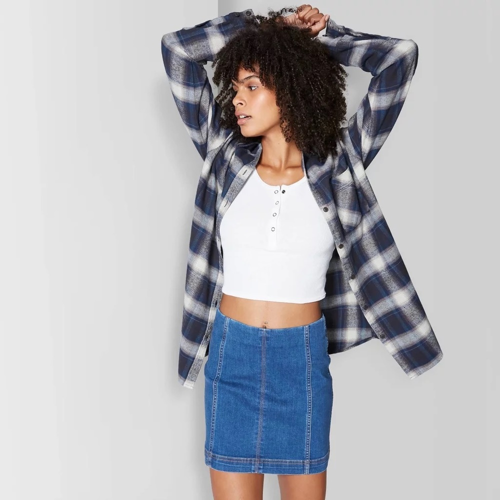 Wild Fable Denim Print Mini Skirt